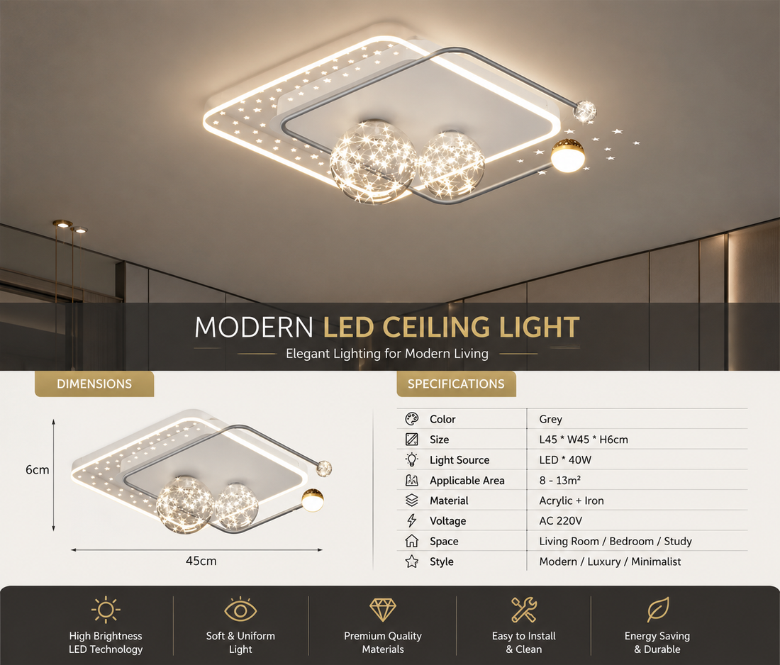Modern LED Ceiling Lamp for Living Room & Bedroom