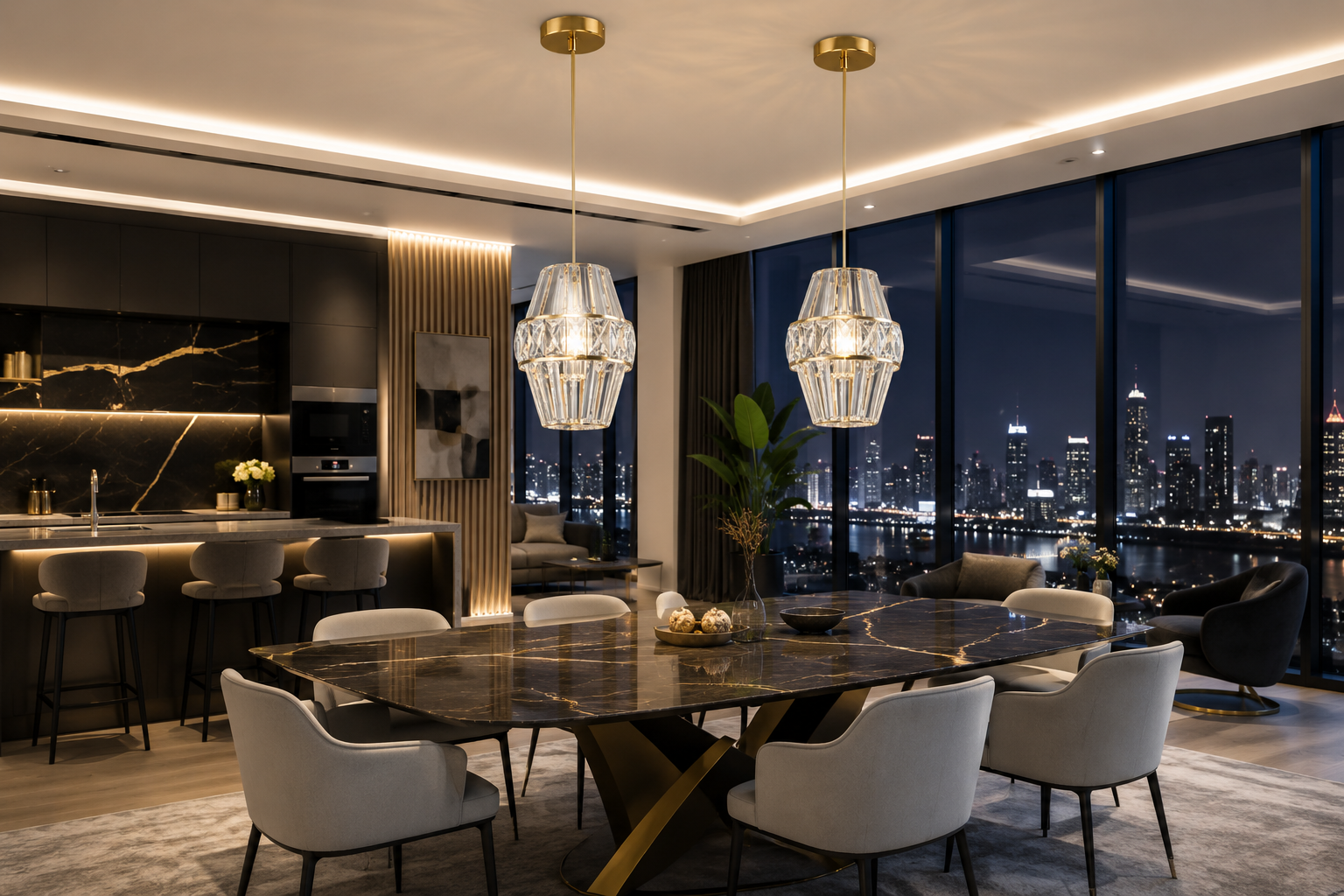 Crystal Bar Pendant Chandelier