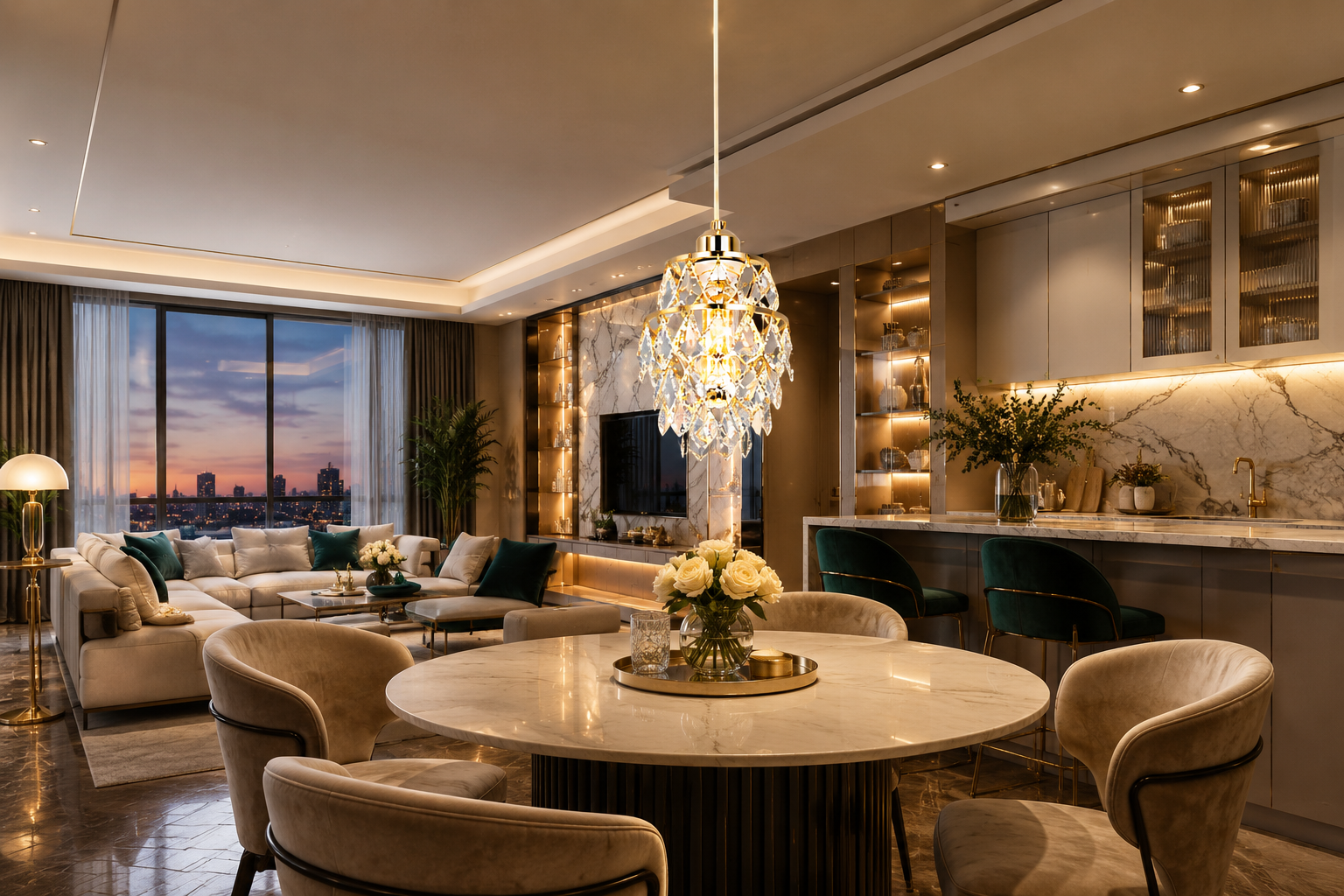 K9 Crystal Pendant Chandelier | E27 | Gold | Dimmable | Modern Luxury