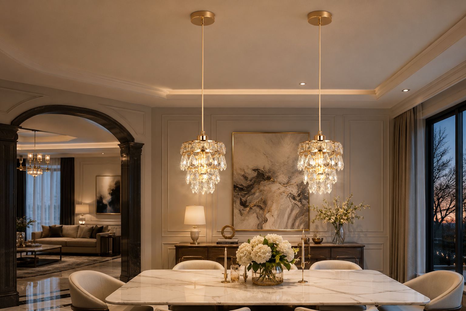 K9 Crystal Pendant Chandelier | E27 | Gold | Dimmable | Modern Luxury