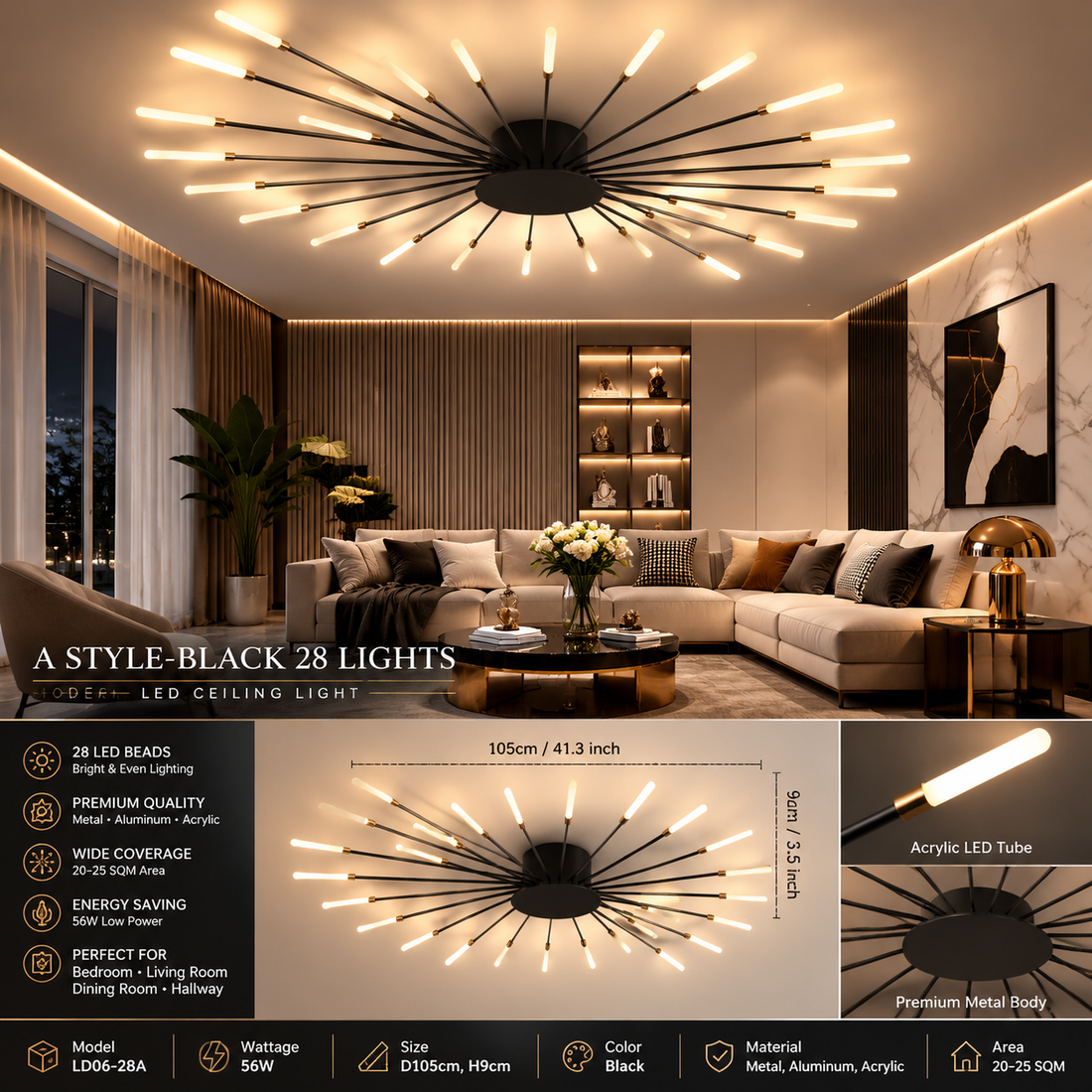 Firework LED Ceiling Chandelier