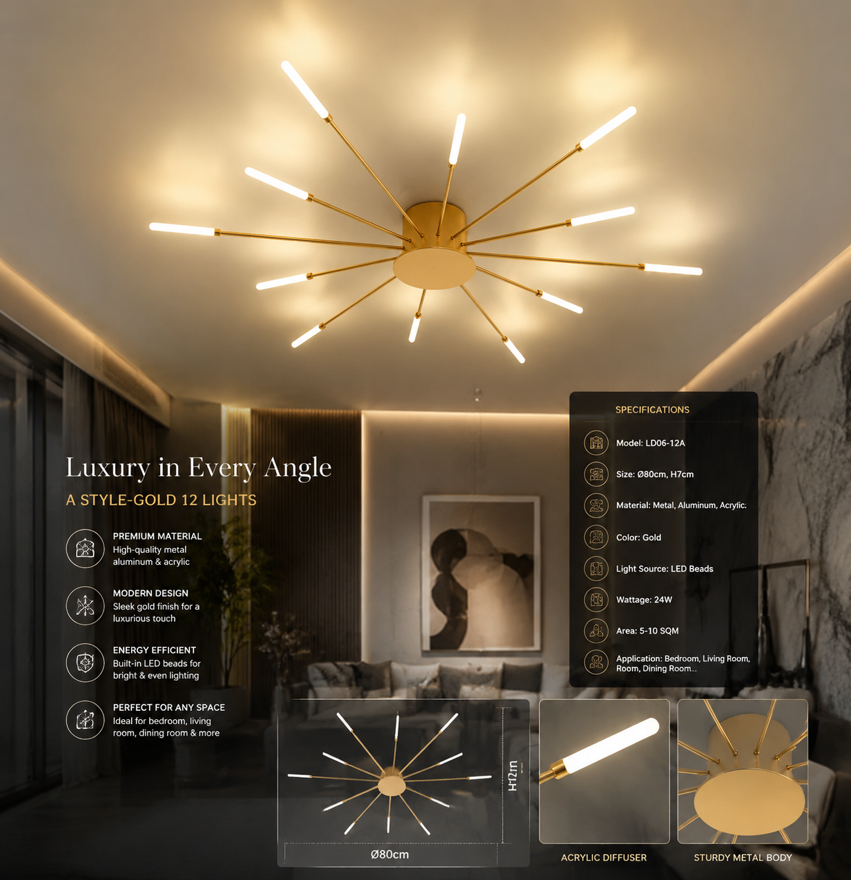 Firework LED Ceiling Chandelier