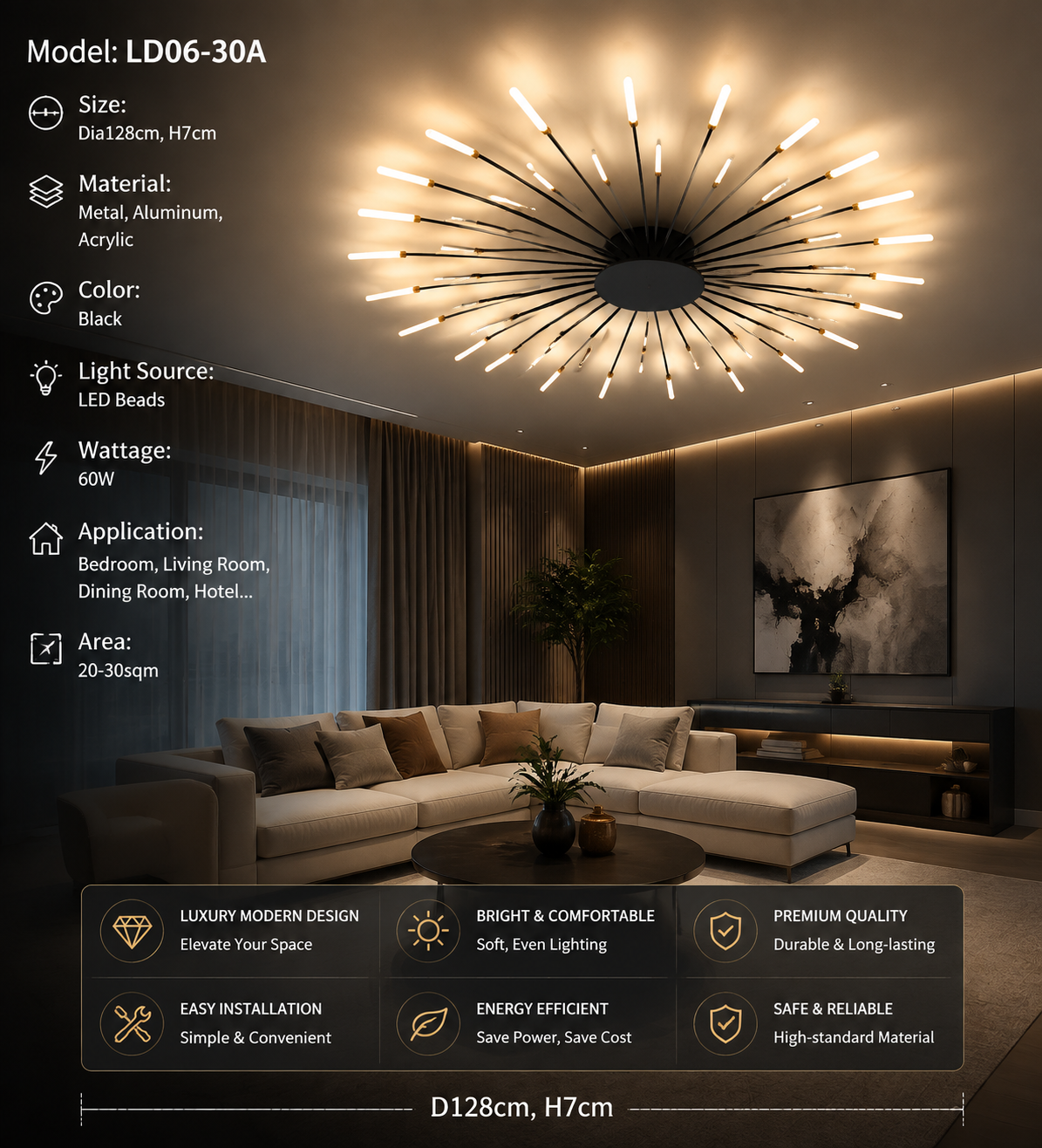 Firework LED Ceiling Chandelier