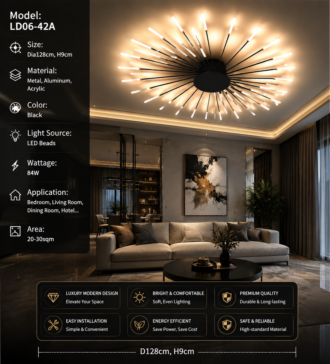 Firework LED Ceiling Chandelier