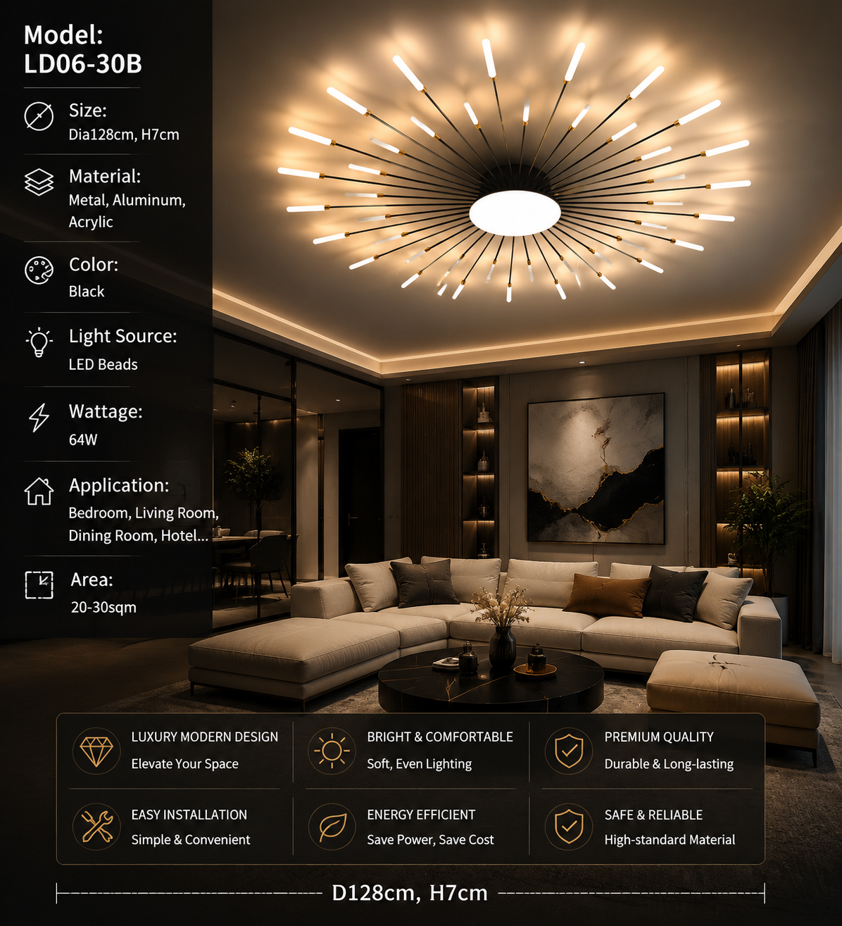 Firework LED Ceiling Chandelier