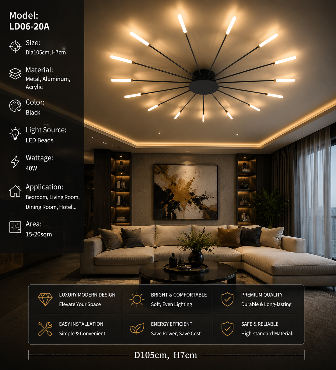 Firework LED Ceiling Chandelier