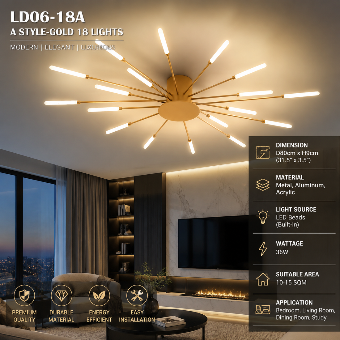 Firework LED Ceiling Chandelier