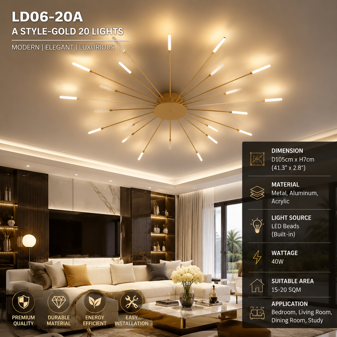 Firework LED Ceiling Chandelier