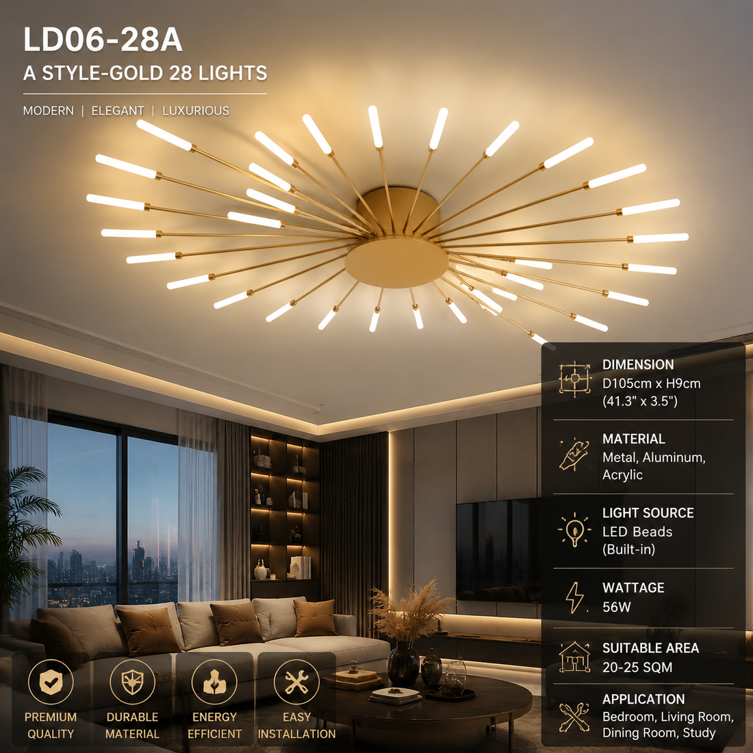 Firework LED Ceiling Chandelier
