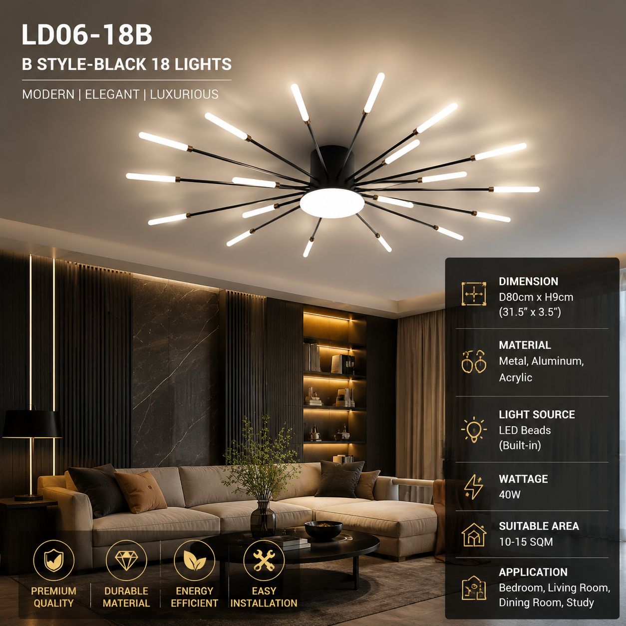 Firework LED Ceiling Chandelier