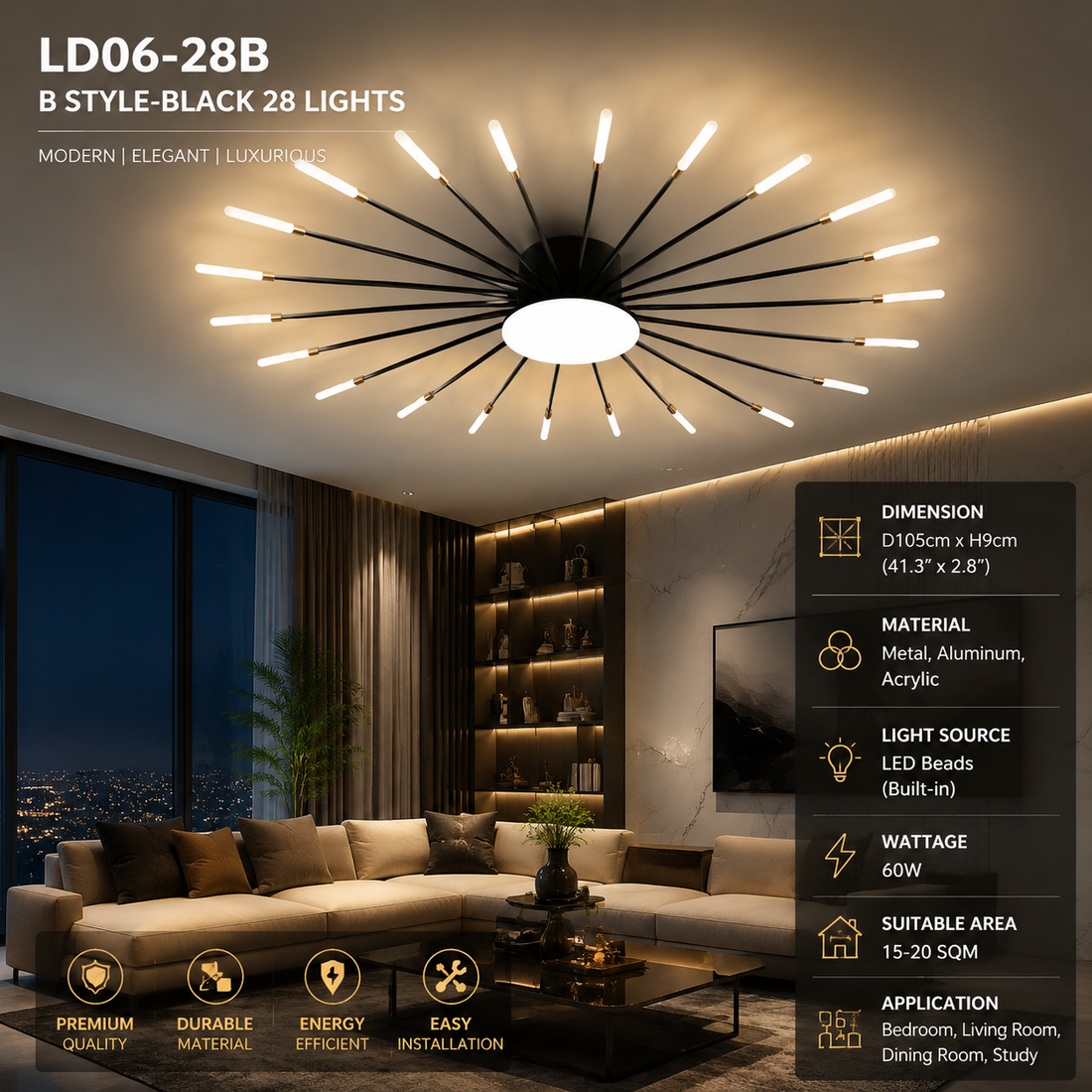 Firework LED Ceiling Chandelier