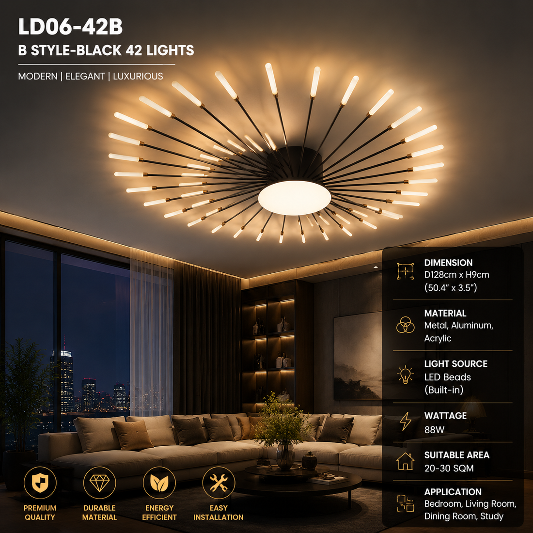 Firework LED Ceiling Chandelier