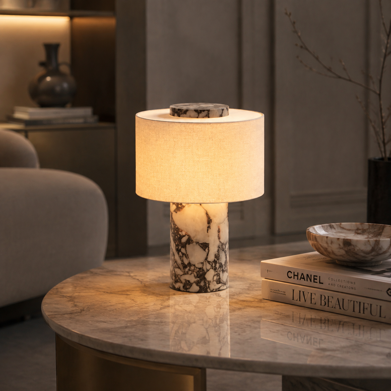 Retro Luxury Marble Table Lamp