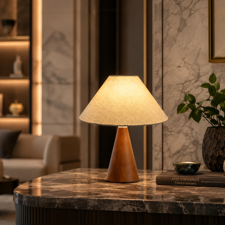 Modern Vintage Fabric Table Lamp – E27, Warm Light, Linen Shade