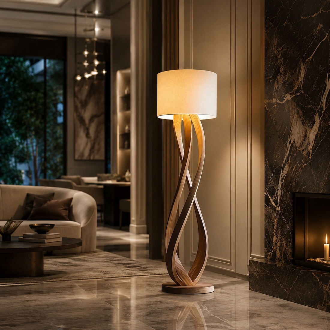 Modern Wooden LED Floor Lamp