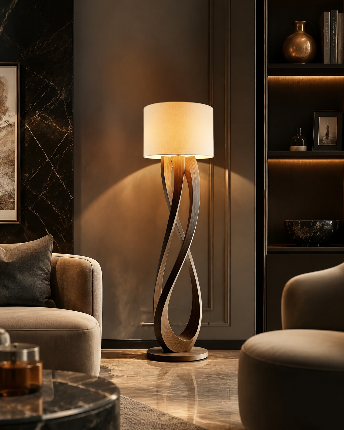 Modern Wooden LED Floor Lamp