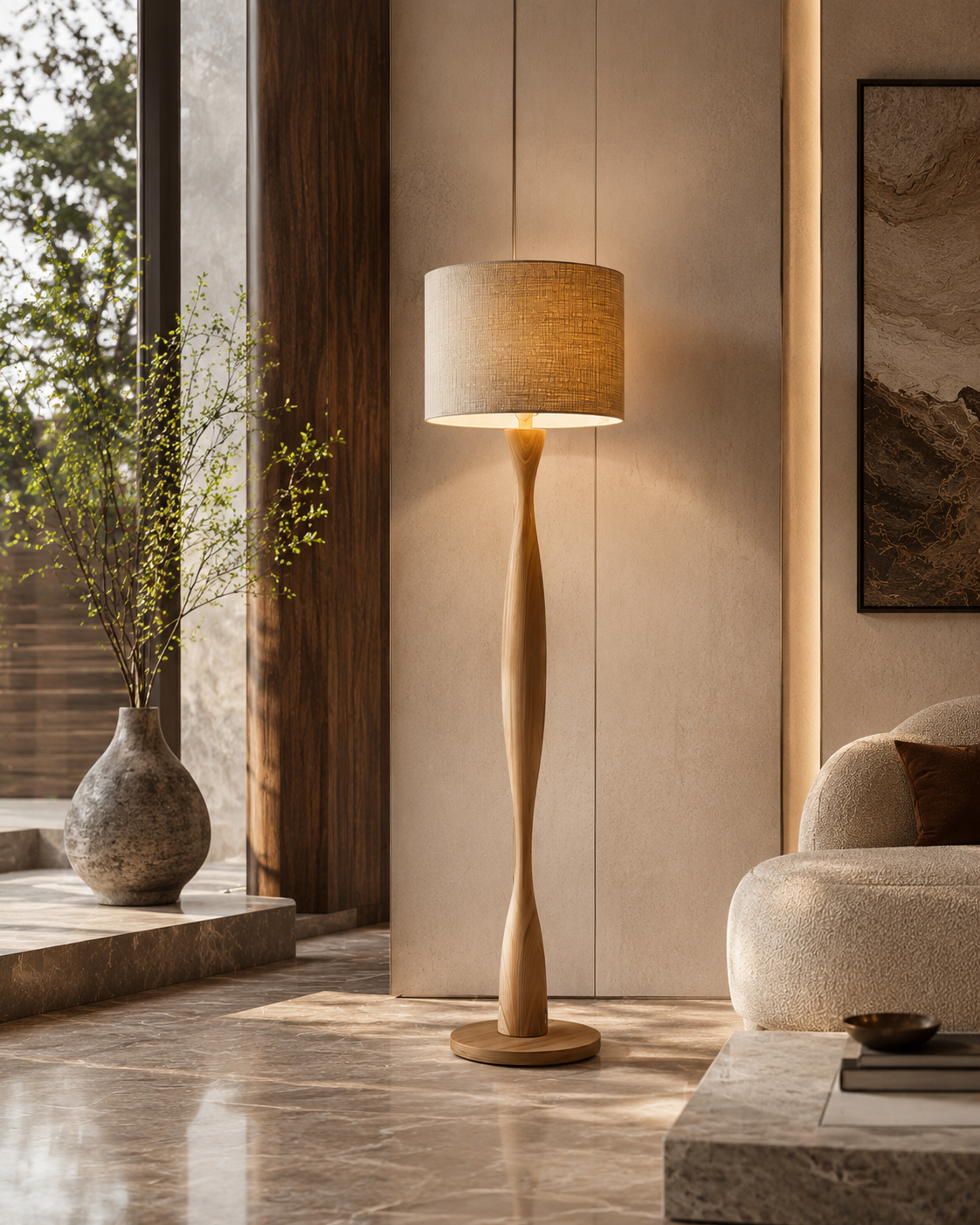 Modern Wooden LED Floor Lamp