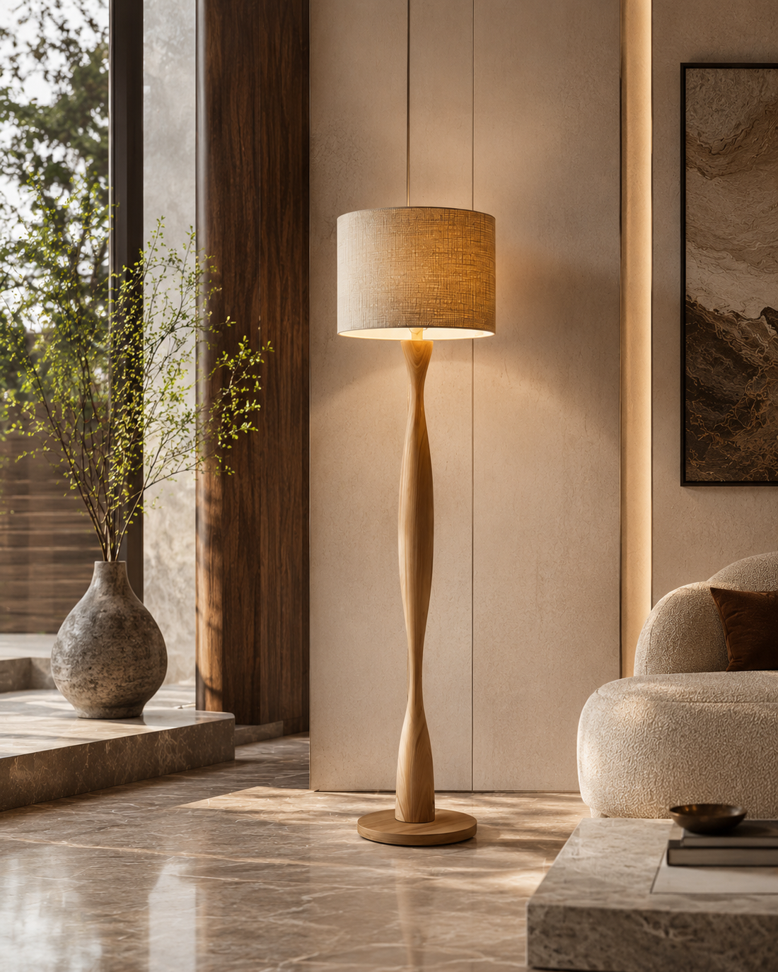 Modern Wooden LED Floor Lamp