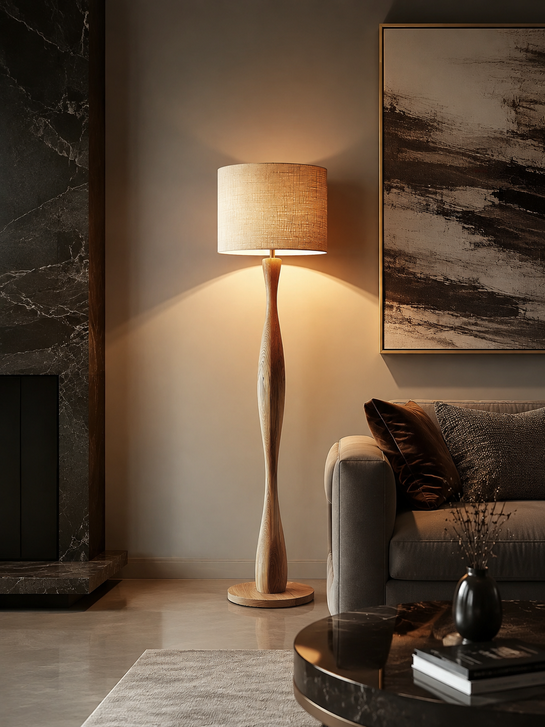 Modern Wooden LED Floor Lamp
