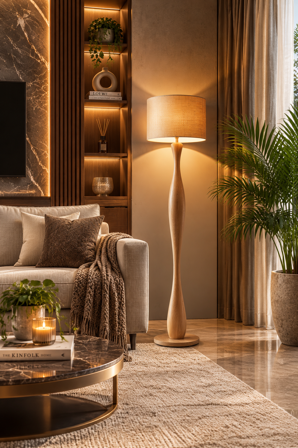 Modern Wooden LED Floor Lamp