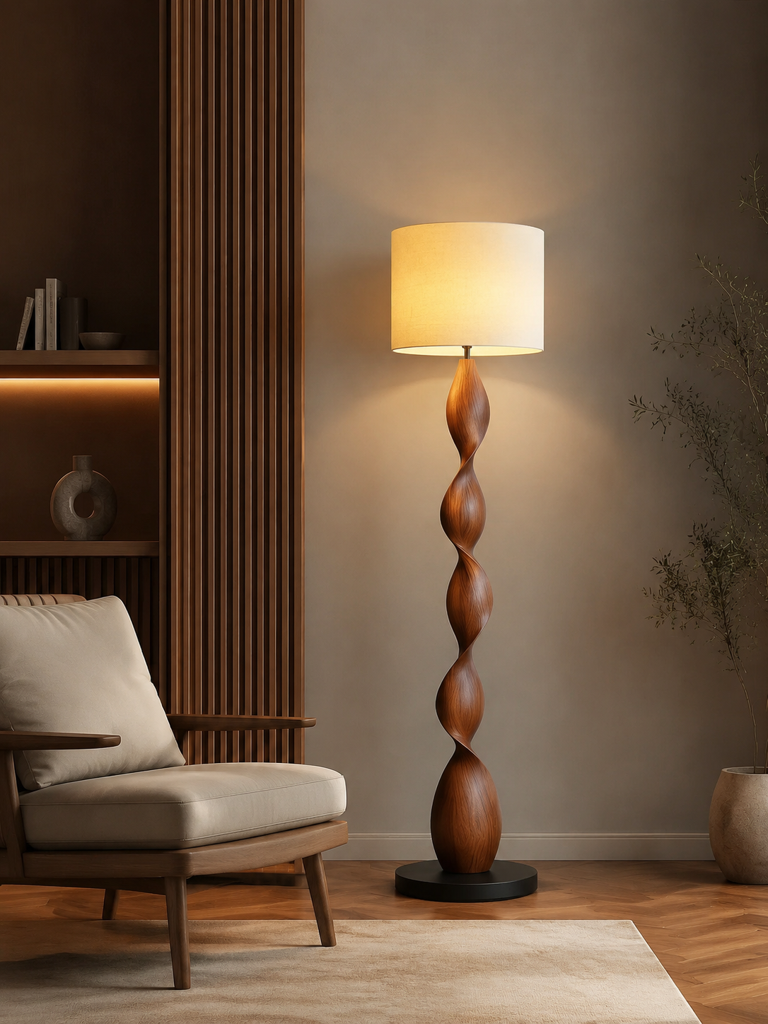 Modern Wooden LED Floor Lamp