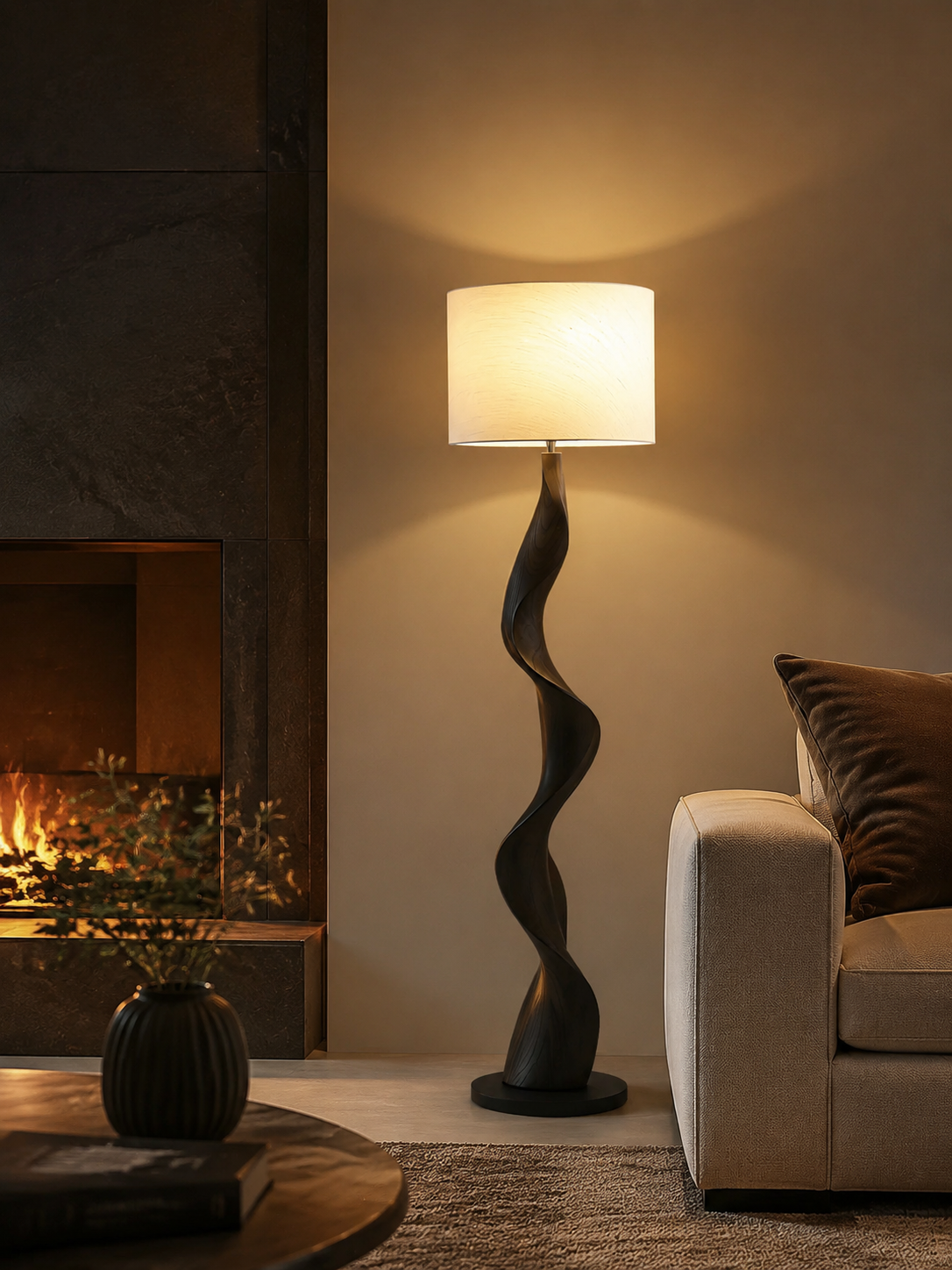 Modern Wooden LED Floor Lamp