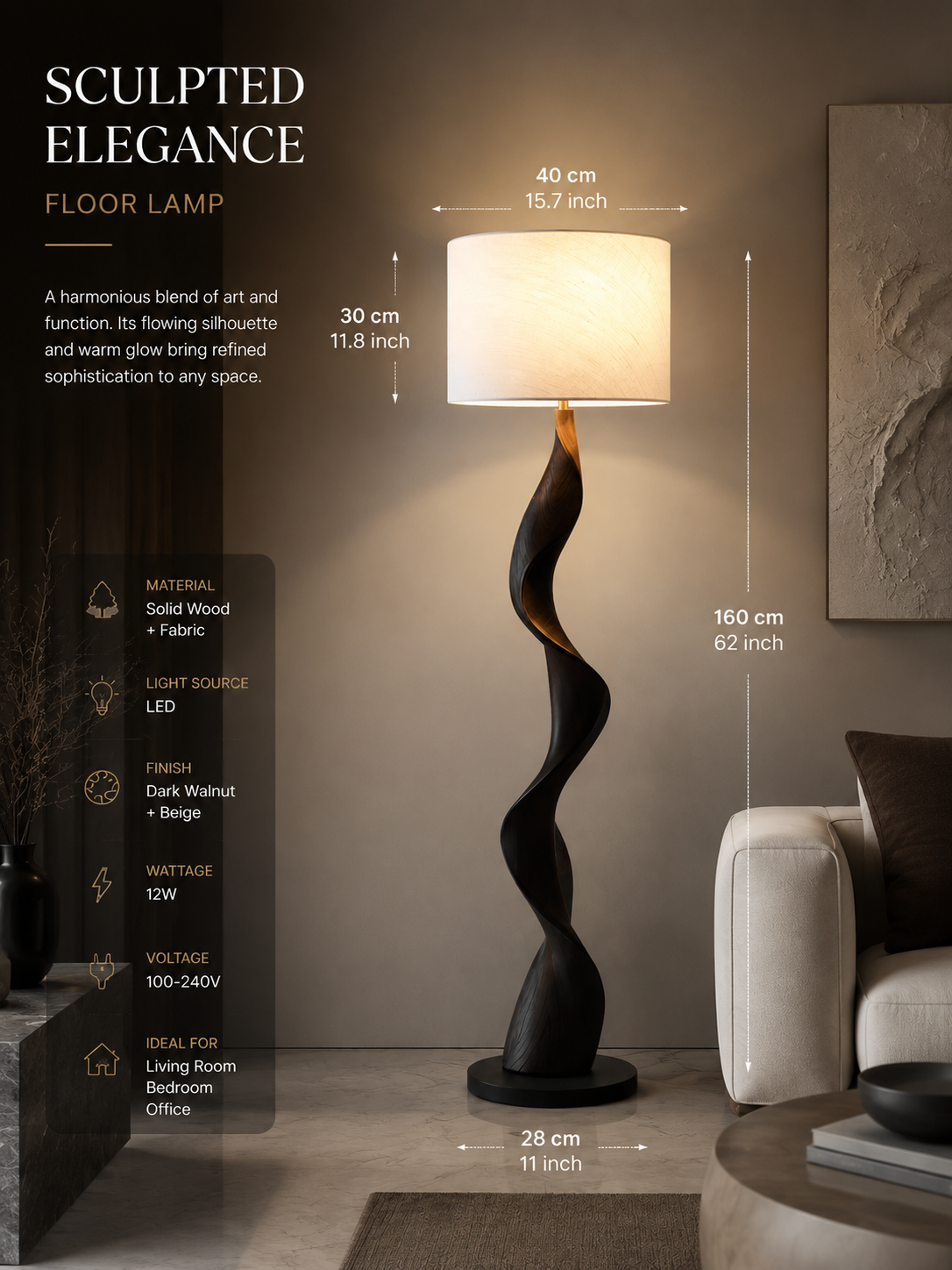 Modern Wooden LED Floor Lamp