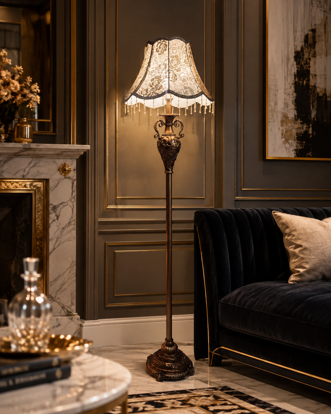 French-Style Ornate Full-Length Standing Mirror