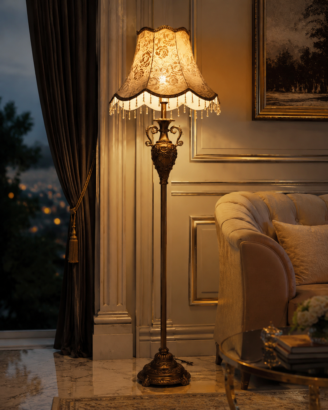 French-Style Ornate Full-Length Standing Mirror