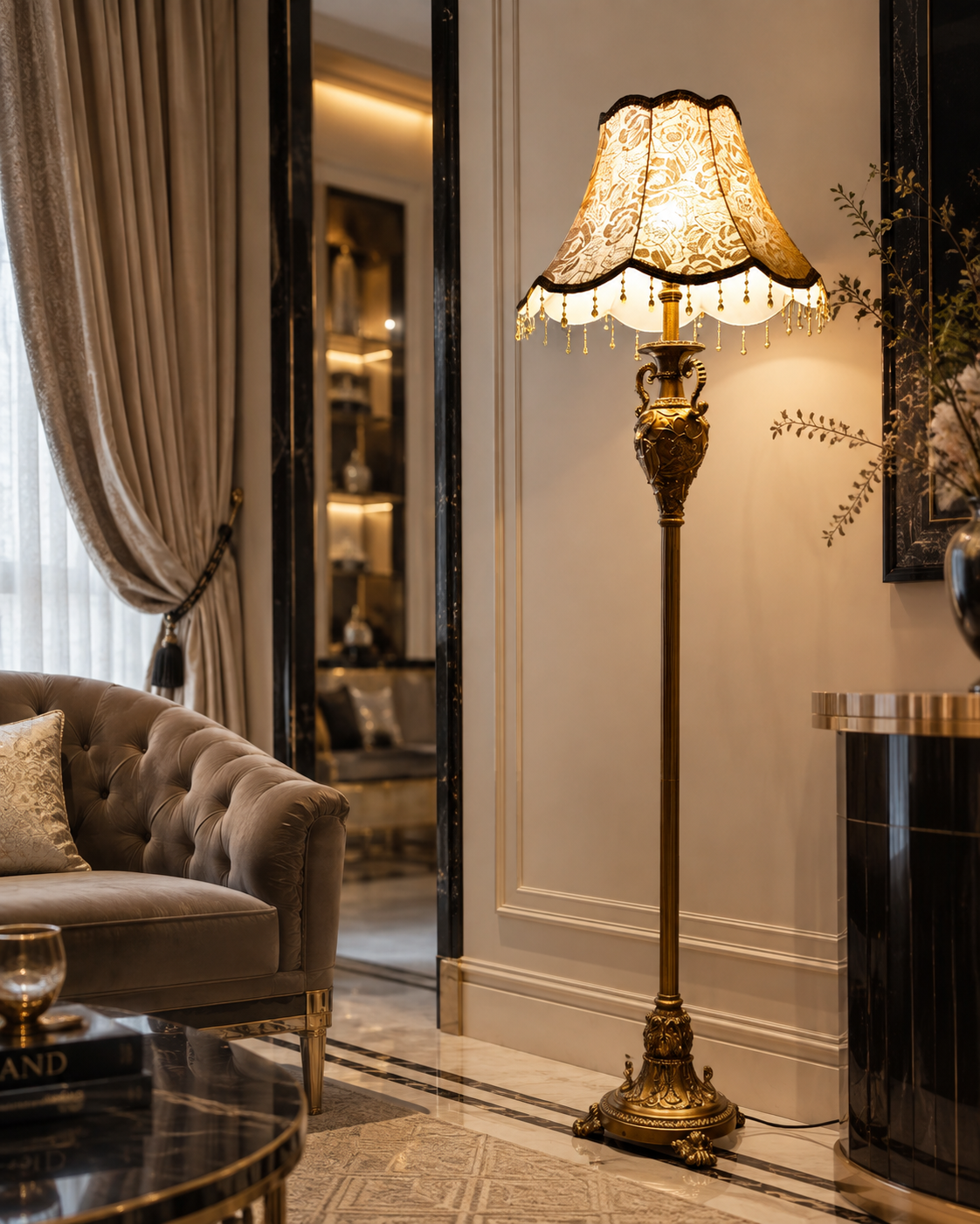 French-Style Ornate Full-Length Standing Mirror