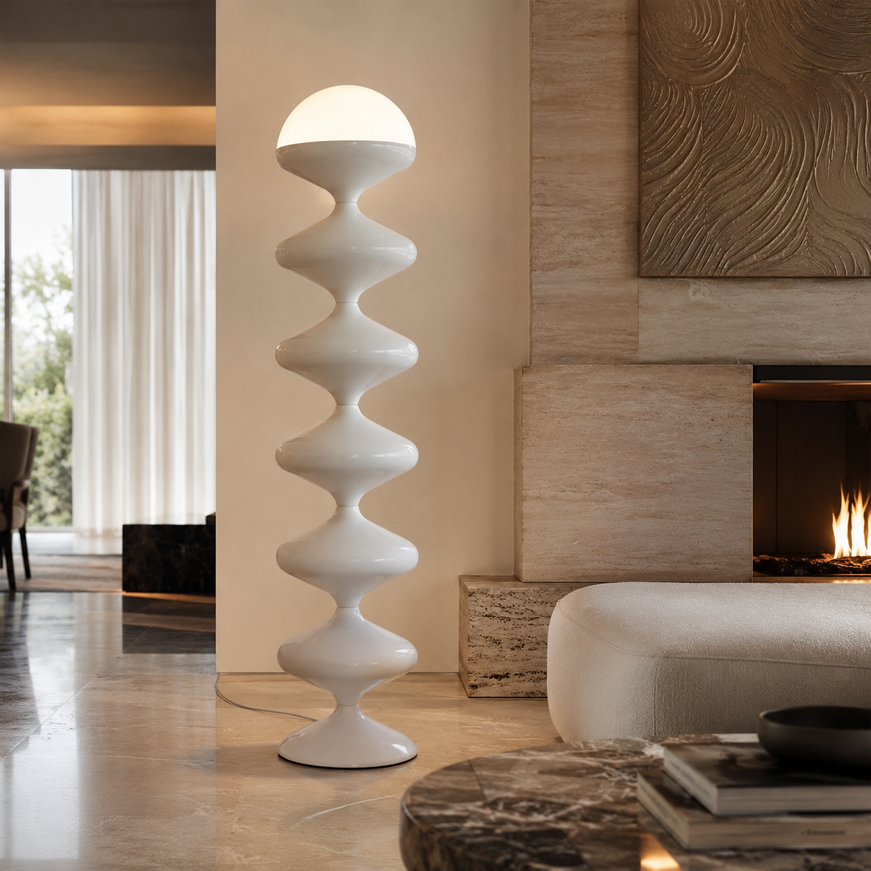 Art Deco Gourd Floor Lamp with Iron Shade
