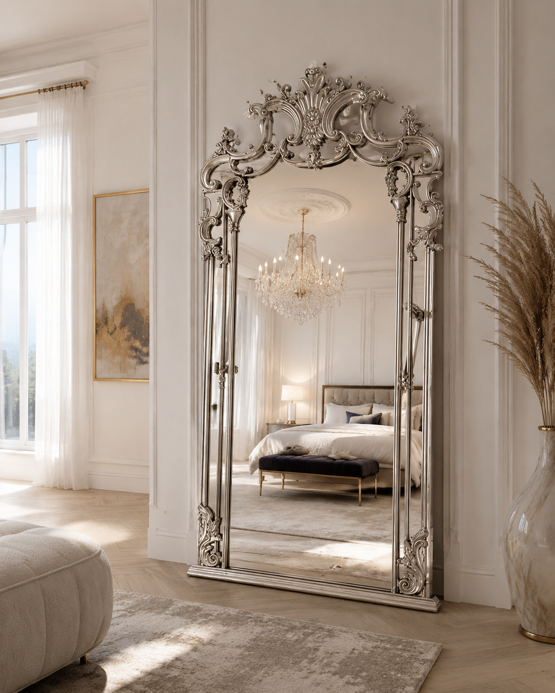 Ornate Full-Length Standing Mirror