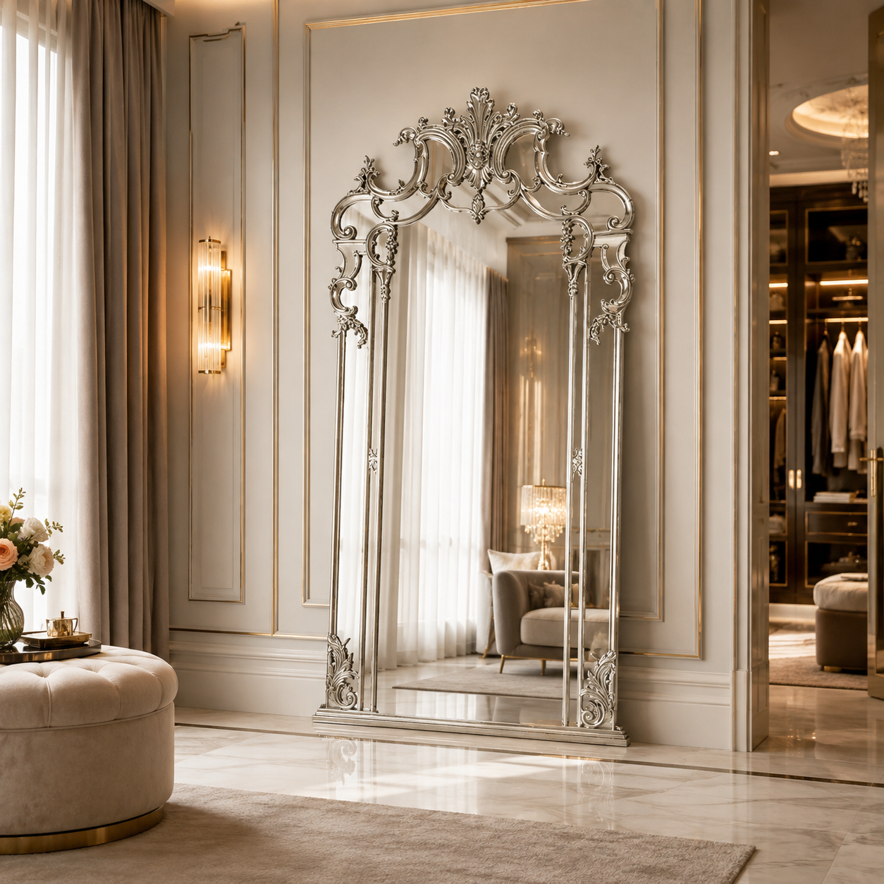 Ornate Full-Length Standing Mirror