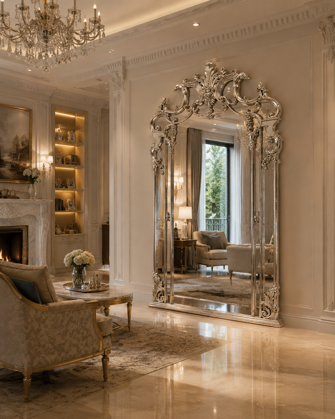 Ornate Full-Length Standing Mirror