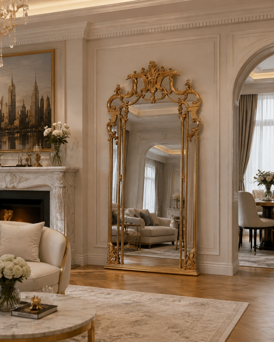 Ornate Full-Length Standing Mirror