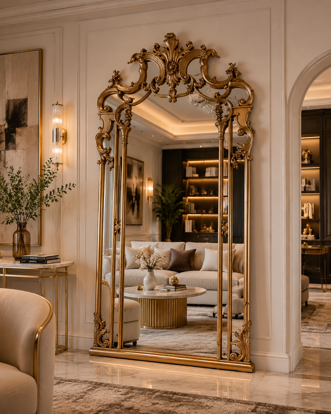 Ornate Full-Length Standing Mirror