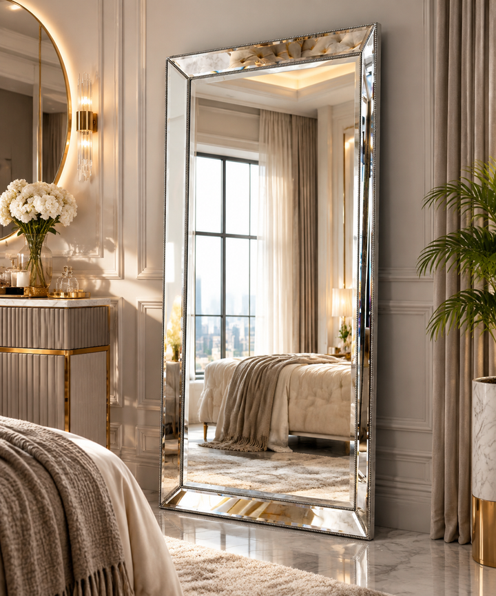 Modern Wood-Frame Floor & Wall Mirror