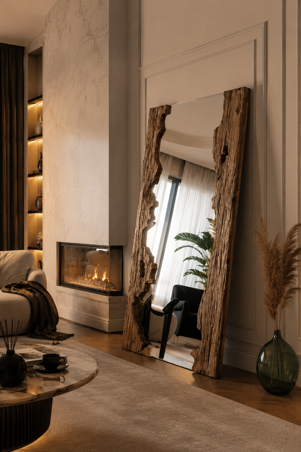 Pine Wood Full-Length Floor Mirror