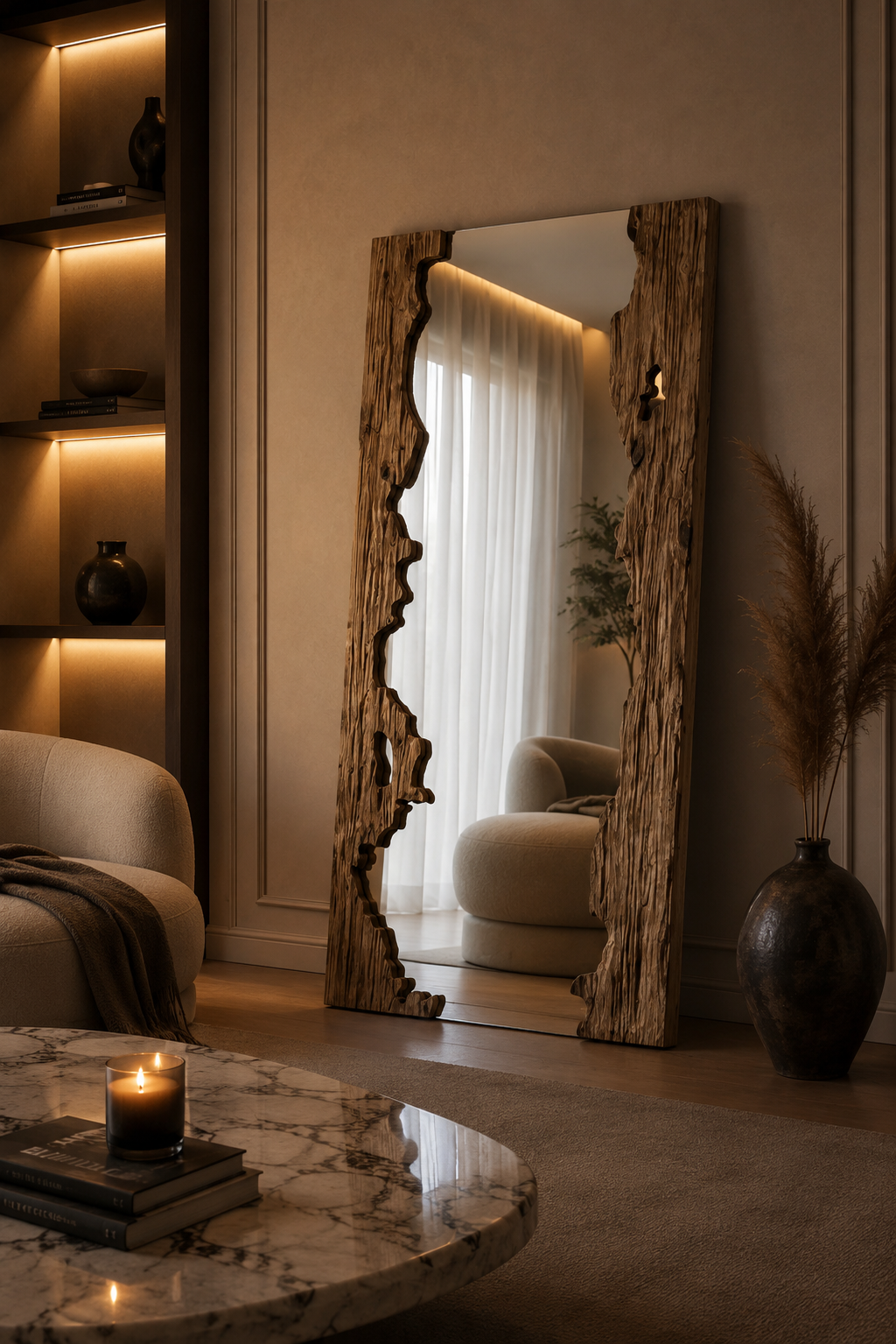 Pine Wood Full-Length Floor Mirror
