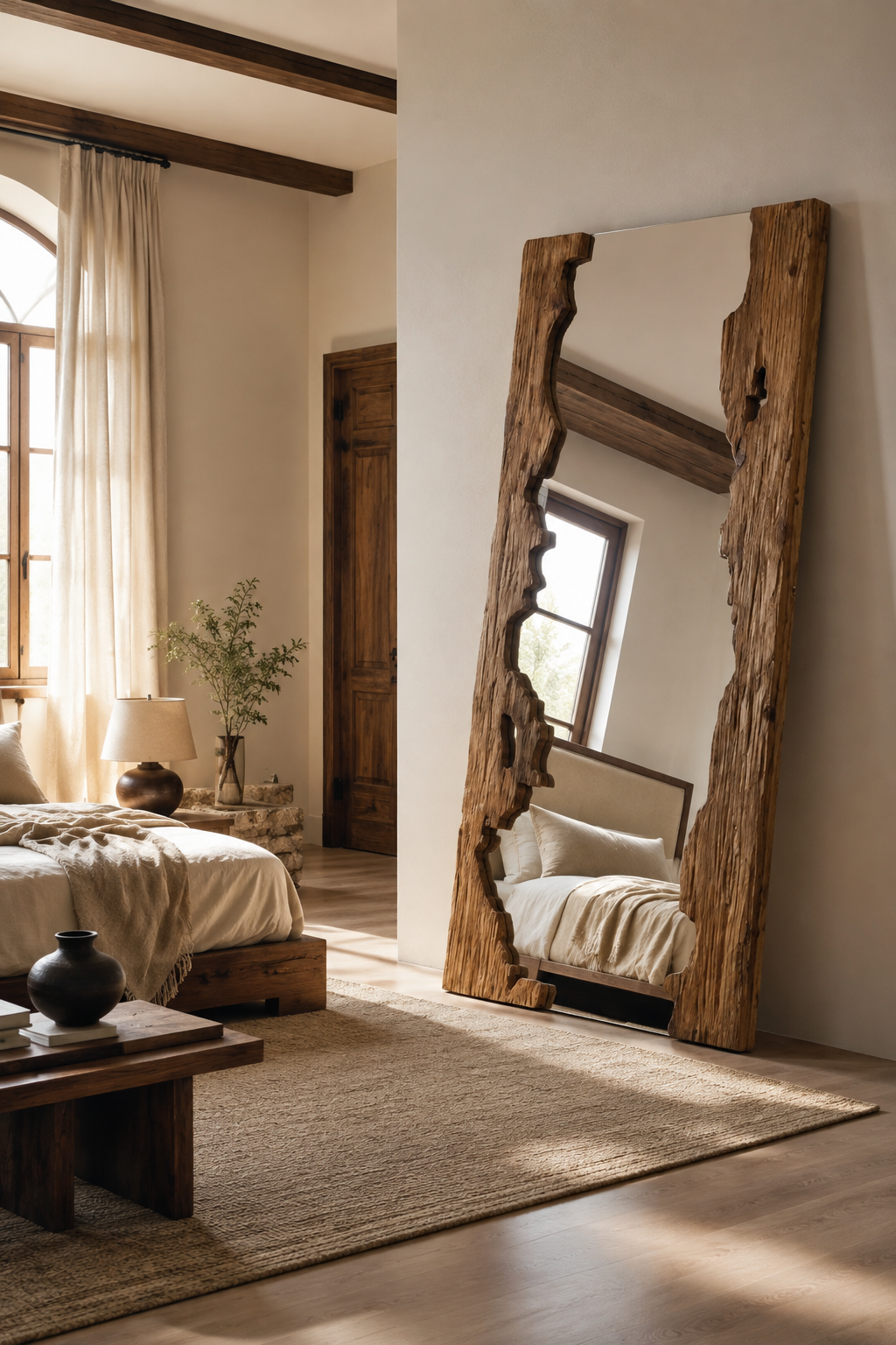 Pine Wood Full-Length Floor Mirror