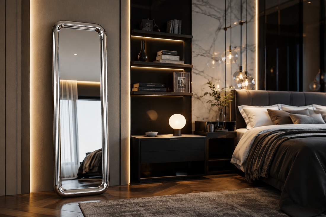 European-Style Stainless Steel Framed Mirror