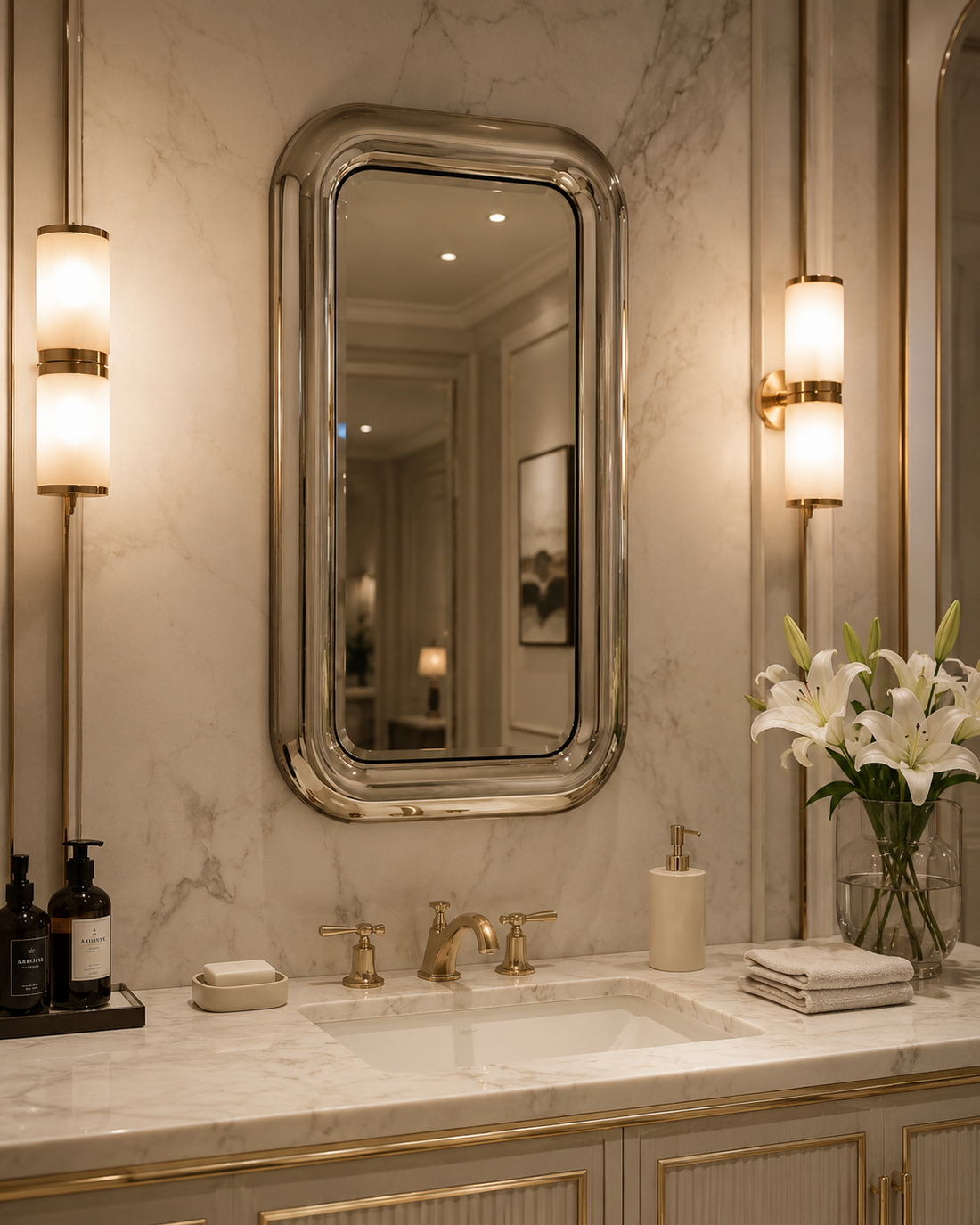 European-Style Stainless Steel Framed Mirror