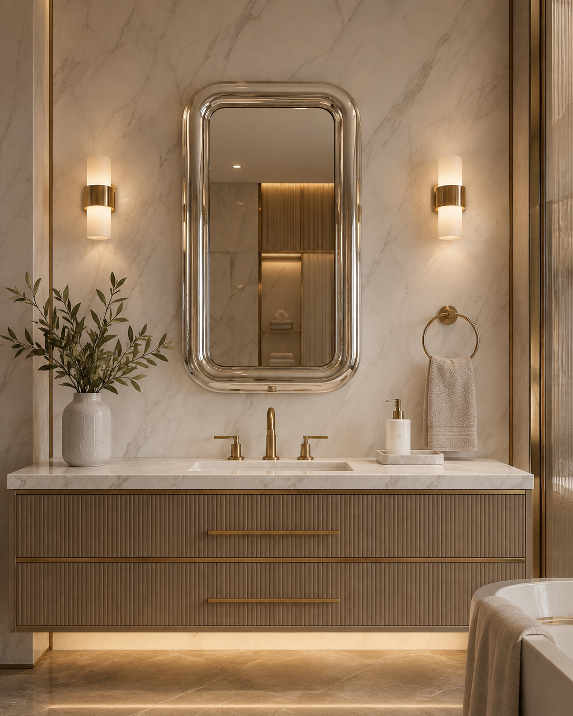 European-Style Stainless Steel Framed Mirror