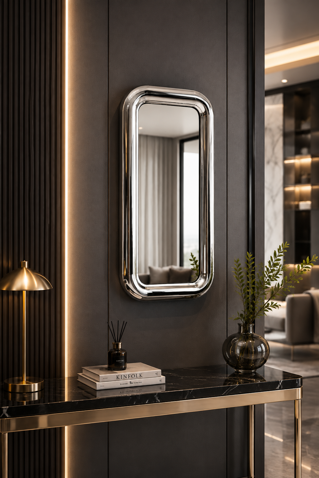 European-Style Stainless Steel Framed Mirror
