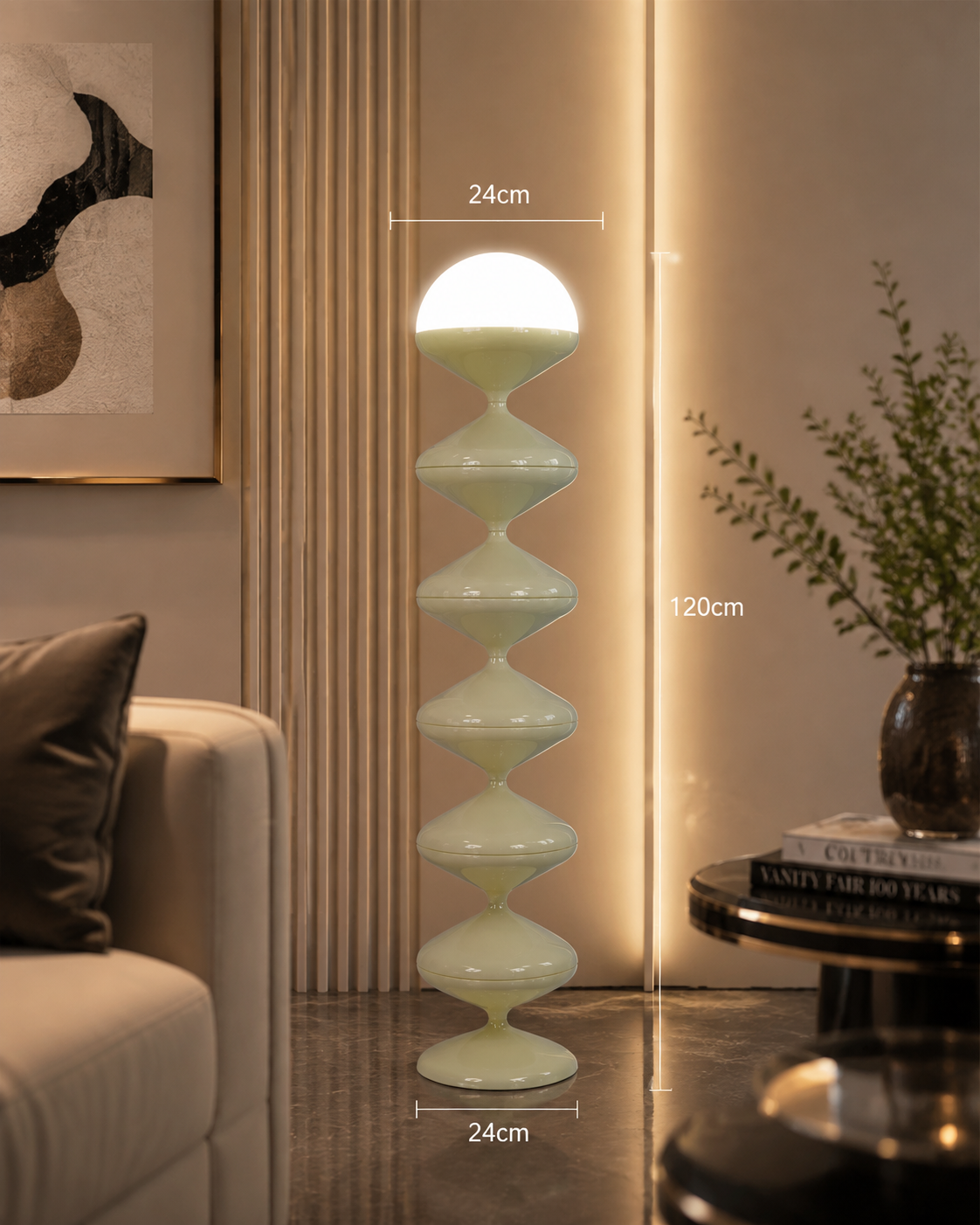 Art Deco Gourd Floor Lamp with Iron Shade