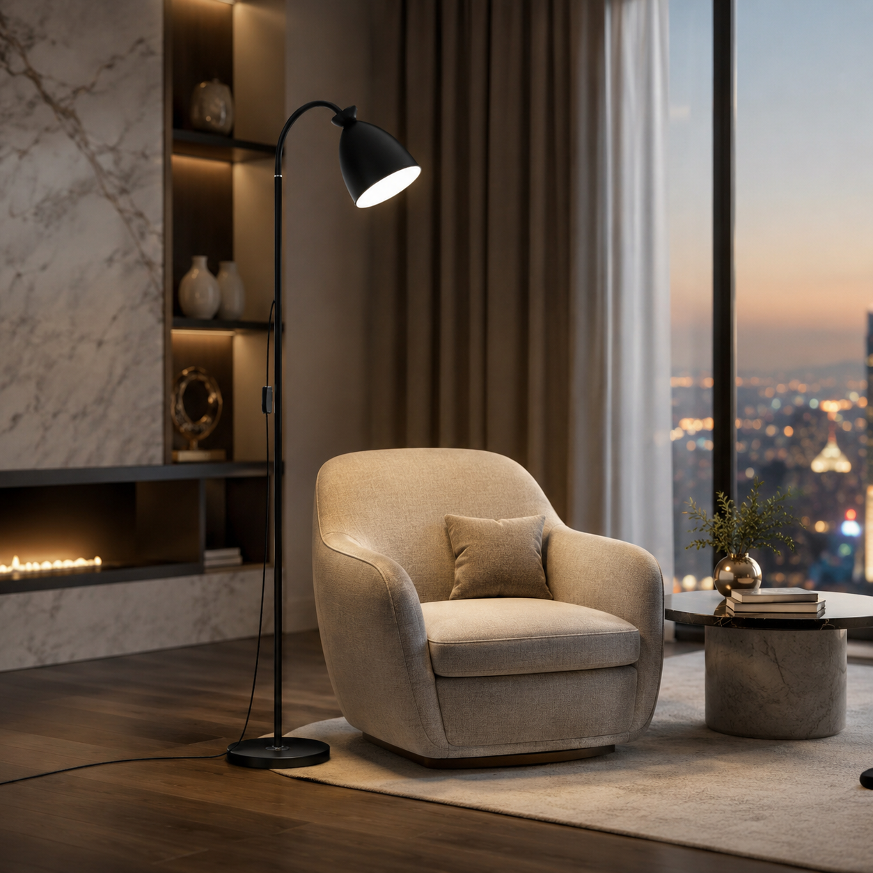 9W LED Gooseneck Floor Lamp
