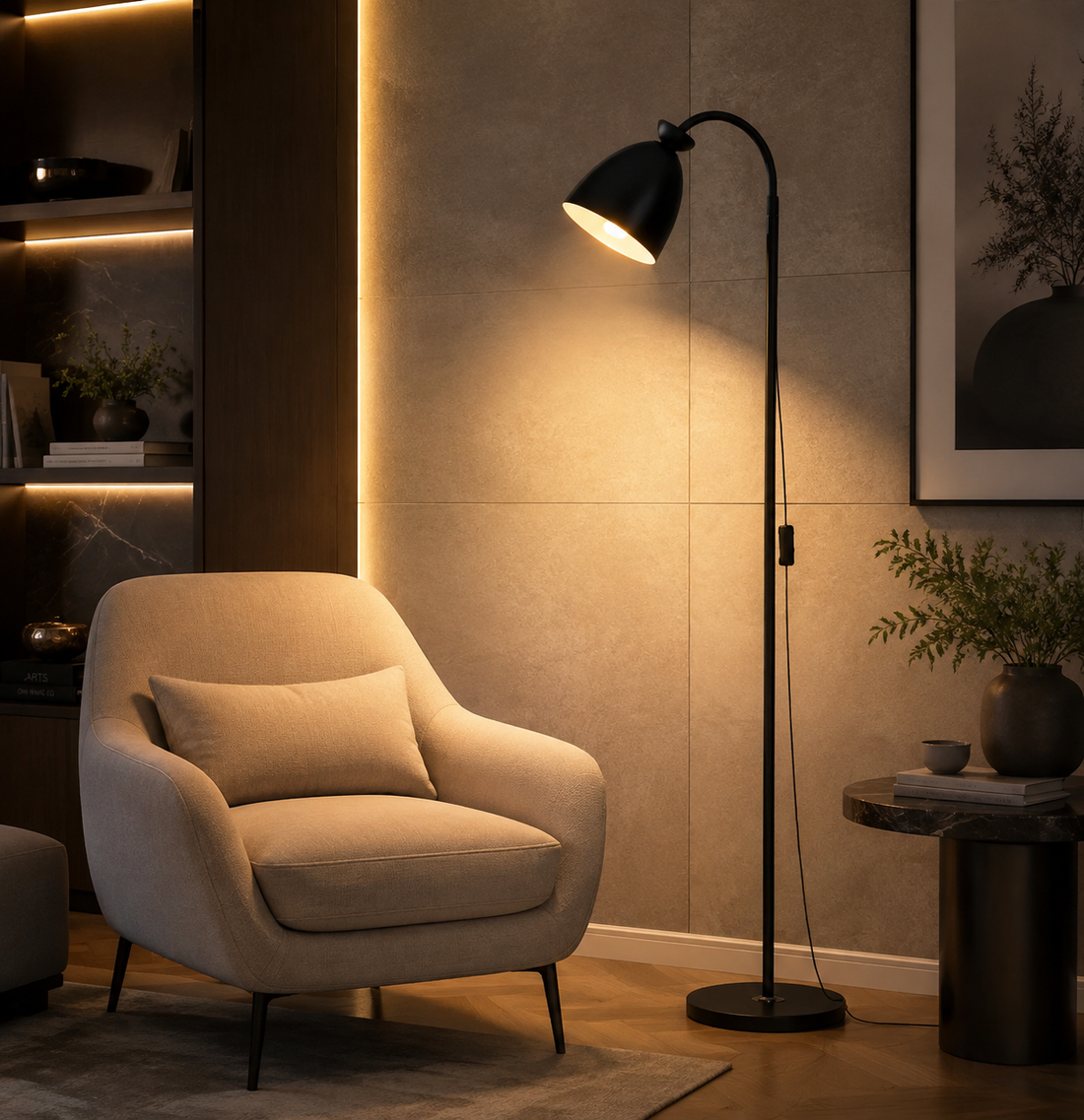 9W LED Gooseneck Floor Lamp