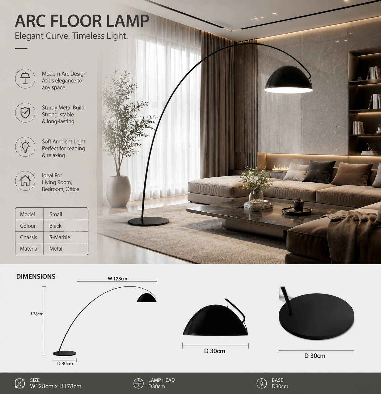 Modern Nordic Arc Floor Lamp