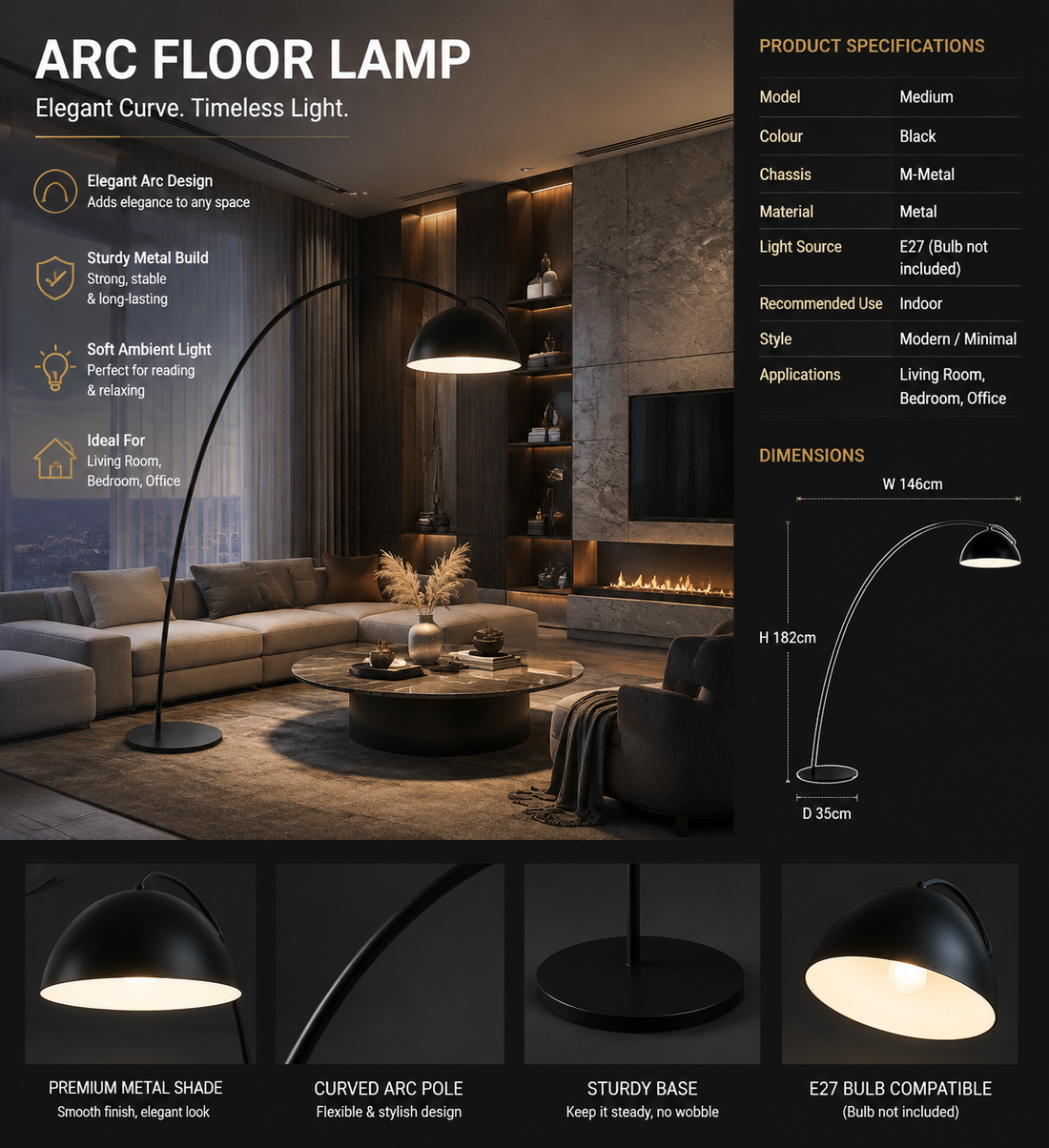 Modern Nordic Arc Floor Lamp