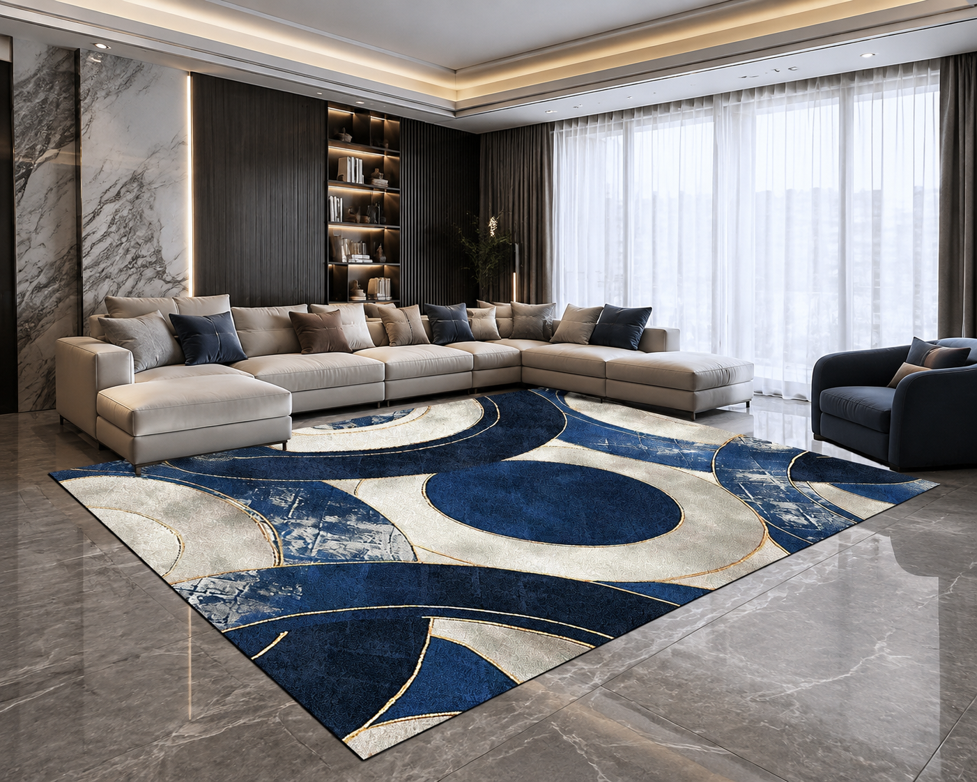 Modern Polyester Area Rug – Anti-Slip